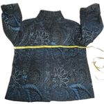 Chico's  Jacket Womens Small Button Up Boho Paisley Tapestry‎ Blue Black Pockets Photo 5