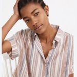 Madewell Linen Blend Hilltop Rainbow Stripe Short Sleeve Button Down XXS Photo 14