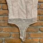 Privy Bodysuit Womens Medium Pink Lace High Neck Corset Bodysuit Bustier Top NWT Photo 3