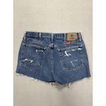 Wrangler  Women's Blue Denim Cutoff Shorts Distressed Frayed Hem Size 34 Photo 2