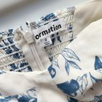 Reformation | Cammi Floral Long-Sleeve Mini Dress in Corsica Blue Photo 8