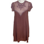 Urban Outfitters Dress Mini Lace Swing Trapeze Boho Mauve, Kimchi Blue, Small Photo 4