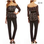 Eliza J  NWT black lace peplum pants jumpsuit 8 M Photo 7