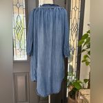 Isabel Maternity Soft Lightweight Chambray Pregnancy Dress On/Off Shoulder XL Blue Photo 6