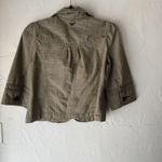 Roxy Jacket Y2k Small Brown Plaid Cropped Blazer 3/4 Sleeve Utility Pockets Twee Photo 7
