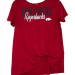 Sideline Apparel  Red Arkansas Twisted Front Shirt Sleepwear Top Photo 0