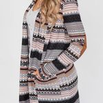 GRAY PINK BLACK WHITE MULTI PRINT ELBOW PATCH CARDIGAN SIZE 2XL 18 Photo 3