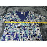 Emma James Blue White Pleated Beaded Necklace 3/4 Sleeve Blouse Top Size XL Photo 3