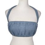 We Wore What Blue Halter Crop Top Size XS NWT Tie Neck Halter Top Photo 1