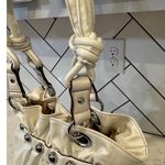 XOXO Vintage  Y2K faux leather shoulder hobo bag knotted handles shimmery white Photo 4