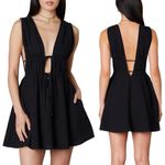Nia Sardinia Plunge Gauze Black Mini Dress Sz Small Photo 1
