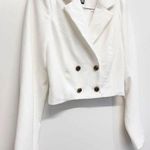 AQUA Blazer Jacket Size Small Womens Ivory Crepe Cropped Suit NWT Photo 3