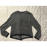 Loft  Sweater Jacket Zipper Knit Women's Large Black White Ann Taylor Office Photo 5