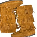 Minnetonka nwot suede moccasin layered fringe calf high boots Size 6 Photo 8