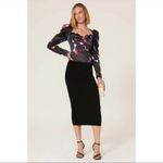 Badgley Mischka Printed Bustier Top in Black 10 Womens Satin Blouse Photo 9