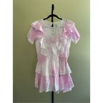 Love Shack Fancy Natasha Ruffle Tiered Mini Dress in Peony Pink Size M Photo 2