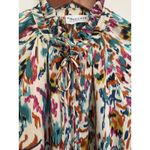 First Love By Lovelyn Shirt Abstract Floral Size L Boho Ruffle Standup Collar Photo 2