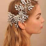 Rhinestone Crystal Flower Hair Comb Silver Photo 0