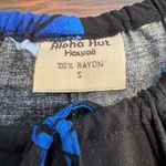 Aloha Hut Hawaii Hibiscus Top Black Blue Floral Rayon Peasant Small Photo 3