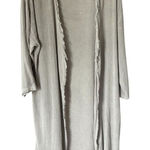 Venti6 Linen Blend Long Duster Coat Gray Frayed Hem size L Lagenlook Boho Luxe Size L Photo 0