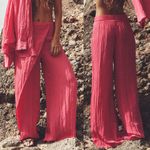 ZARA WRINKLED EFFECT Satin HIGH WAIST WRAP PANTS Wide Leg Pink Size S NEW Photo 0