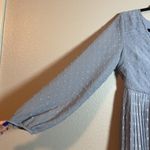 Lulus Poetic Love Dusty Blue Swiss Dot Long Sleeve Pleated Mini Dress Size M Size M Photo 6