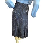 Alfani WOMAN DARK GRAY & BLUE PRINT SILK BLEND PLEATED MIDI SKIRT (22W) Photo 3