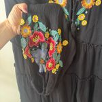 Women Dress Black Embroidery Floral Boho Western Tiered Western Country Concert Size L Photo 3