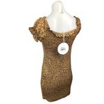 Princess Polly NEW  Tan Black Cheetah Silk Satin Ruffle Mini Bodycon Dress Size 8 Photo 1