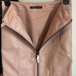 Armani Exchange New Mauve Pink Vegan Snakeskin Embossed Leather Zip Mini Skirt Photo 3