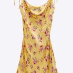 ZARA Safia Yellow Floral Draped Camisole Satin Slip Mini Dress Photo 0