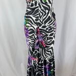 Cache Vintage Y2k  Strapless Maxi Dress Floral Zebra Print Ruched Formal Gown‎ 2 Photo 6