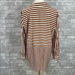 Jane and Delancey  Striped Button Down Shirt in Brown and White Photo 2
