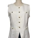 Joie NWOT  Longline Vest Gold Button Large White Photo 1