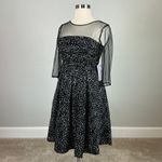 JS Collections Sequin Midi Fit and Flare 3/4 Sleeve Cocktail Dress Black Size 12 Photo 3