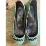 J.Crew Women’s Green Wool Ballet Flats Leather Lining and Chain Detail, Sz 7 Green Photo 3