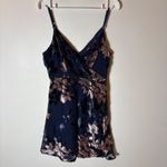 Lulus  At The Afterparty Navy Blue Burnout Velvet Floral Mini Dress Size Small Photo 1