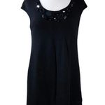 Vince  Bubble Black Dress Wool Beaded Round Neck Short Sleeves V-Back Small EUC Photo 0