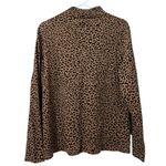 Croft & Barrow  Women Size Large Long Sleeve Shirt Cheetah Cotton Mock Neck City Photo 1