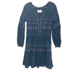 Anthropologie Skye Embroidered Mini Dress Navy Tiered V Neck Size S boho girly Photo 1