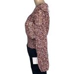 Love, Fire Womens Blouse Top Shirt Ruffled Smocked Hem Sheer Floral Red XS Photo 7