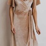 Baltic Born Meghan Velvet‎ Wrap Maxi Dress Champagne color Tan Photo 0