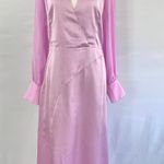 Foxiedox New  Orchid Satin Pearl Cuff Front Split Halter Neck Midi Dress Photo 3