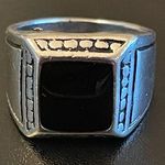 S925 stamped silver black obsidian ring size 7.5 Photo 0