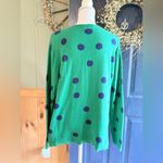 Quacker Factory  Women L Sweater Green Blue Polka-Dot Cardigan With Attached Top Photo 9