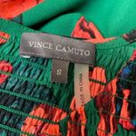 Vince Camuto Green Orange Sleeveless Keyhole Smocked Floral Mini Blouson Dress Photo 7