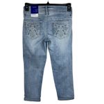 Apt. 9  SZ 4 Capris Jeans Rhinestones Cuffed Mid-Rise Stretch Smoothing Light Wash Photo 3