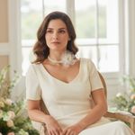 Elegant Cream sheer lace flower on pearl choker. New White Size undefined Photo 1