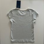 Brandy Melville  Blue and Cream Striped Tee Photo 3