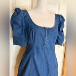 Free People  Cotton Cheyenne Denim Mini Dress w/ Pockets & Statement Sleeves Photo 2